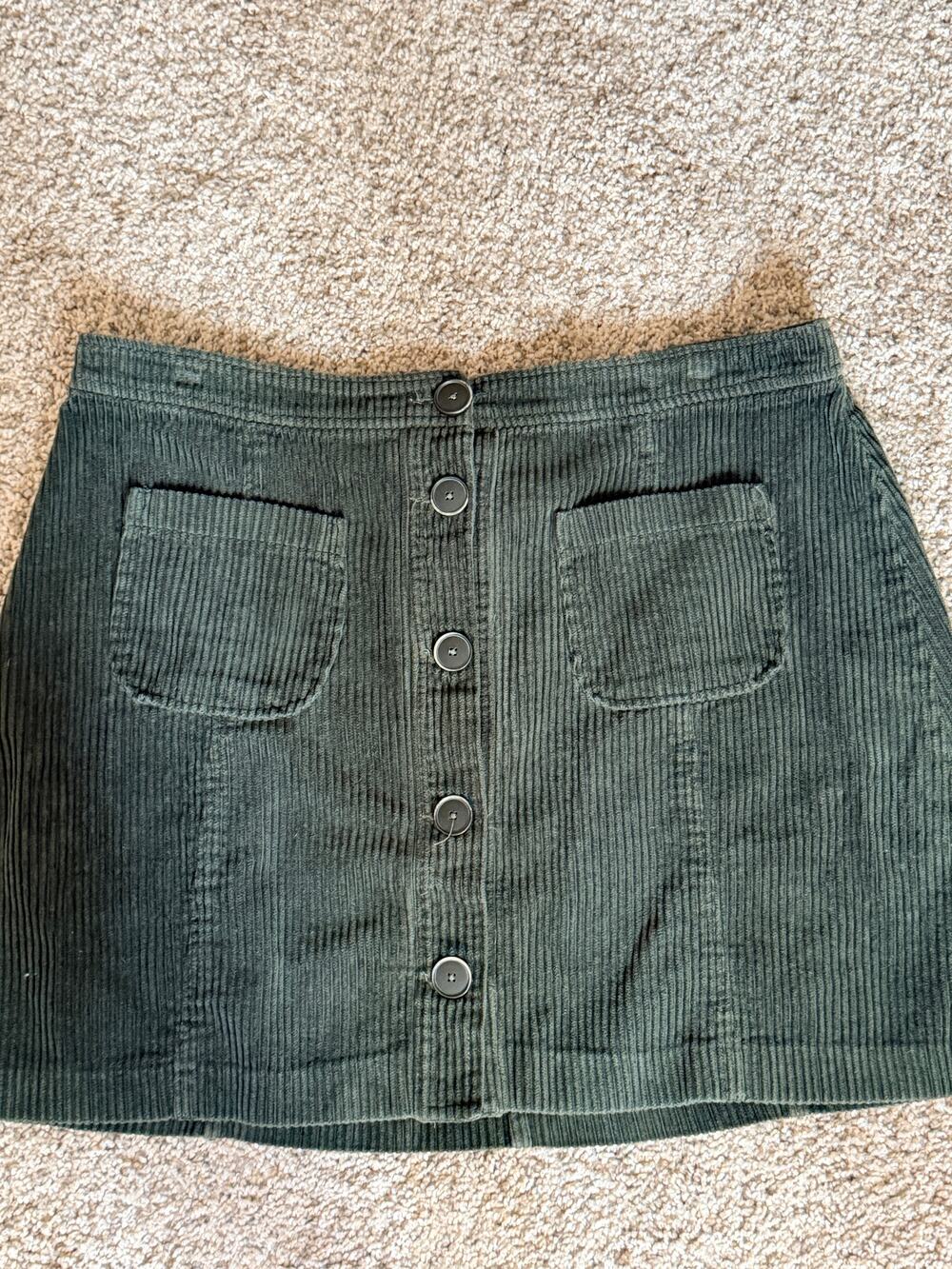 3 for $9 For the Republic green corduroy skirt L no size tag
